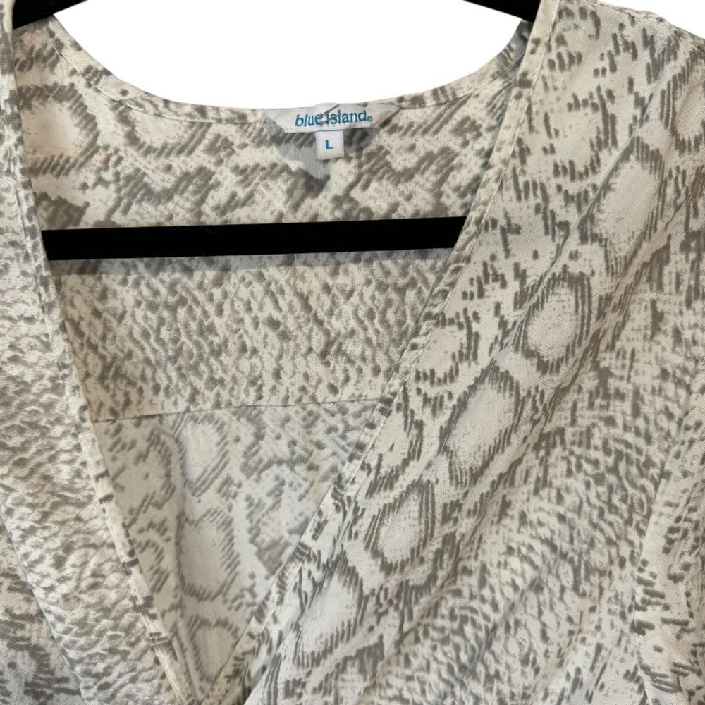 Blue Island Snakeskin Python Print Long Sleeved C… - image 3
